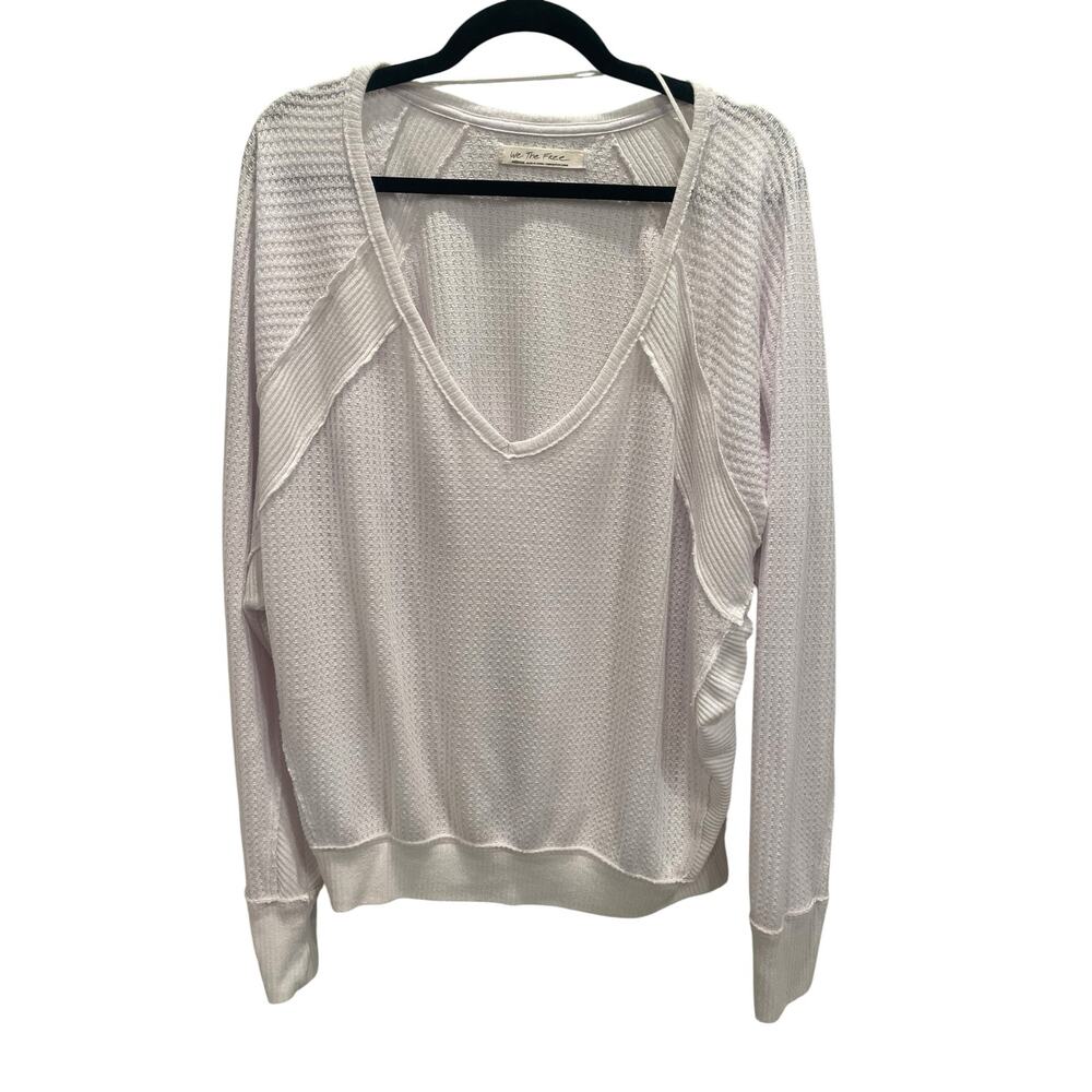 Free People We The Free Santa Clara Thermal White Slouchy V-Neck Medium